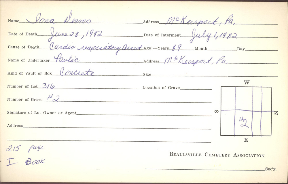 burial card